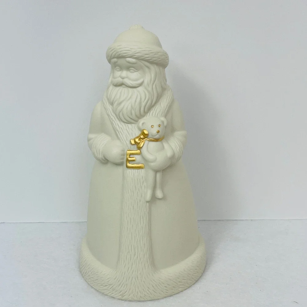 Lenox All is Bright Santa Figurine Light Up Ivory Porcelain Gold Letter E 863052